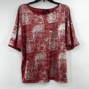 Red Shimmer Ballon Style Top-Large